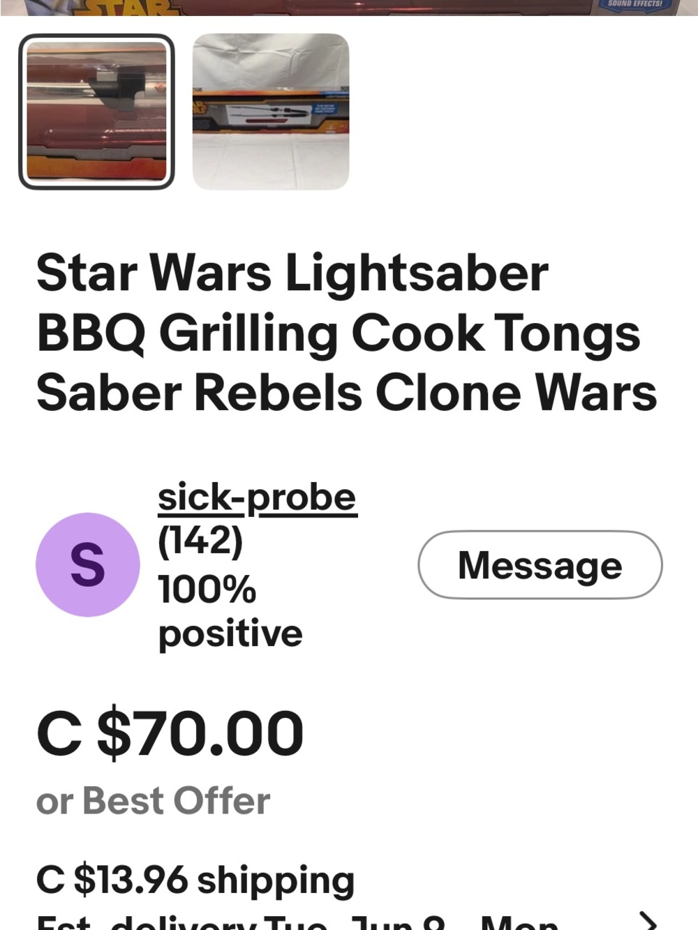 Star Wars Lightsaber
BBQ Grilling Cook Tongs Saber Rebels Clone Wars - Picture 8 of 9